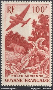 GUYANE POSTE AERIENNE TAPIR 100F BRUN ROUGE N° 36 NEUF ** SANS CHARNIERE - Picture 1 of 2