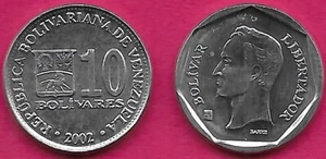 VENEZUELA 10 BOLIVARES 2002 UNC BUST LEFT,FLANKED WITH LEGEND AND ENGRAVER'S NAM - Picture 1 of 1