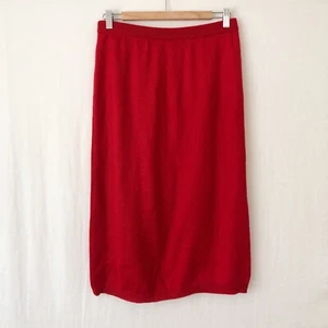 TABI Red Midi Knit Skirt Size M-L Wool Blend Pencil Elastic Waist Stretch - Picture 1 of 10