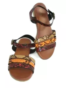 Mia Genelle Damen-Sandalen Reptilienmuster Größe 8 rotbraun mehrere Knöchelriemen - Bild 1 von 7