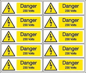 DANGER 230v STICKERS 70X25MM VINYL LABELS X 300 - Picture 1 of 3