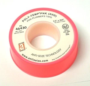 Anti-Seize 46430 POLY-TEMP PNK (XHD) Pink Plumbers PTFE Tape 1/2" X 260" 058ER05 - Picture 1 of 2