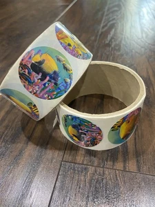 Vintage 90er tropische Fische runde Aufkleber in einer Rolle Ozeanleben 100+ bunt - Bild 1 von 10