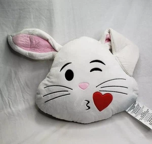 Large Bunny Rabbit Kiss Heart Plush Pillow 19 x 17 Inches - Picture 1 of 5