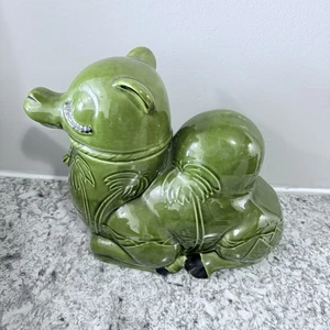 Biscottiera Doranne verde cammello vintage ottime condizioni bidone ceramica - Foto 1 di 11