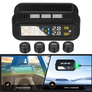 Tyre Pressure Monitoring System Solar TPMS Monitor Voice Alarm for Car Vehicle - Picture 1 of 14