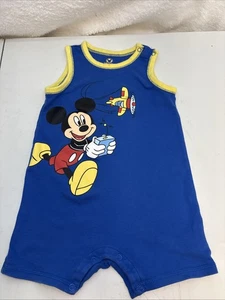The Disney Store 90’s Toddler Romper Mickey Mouse With Plane Sleeveless Sz 2y - Picture 1 of 7