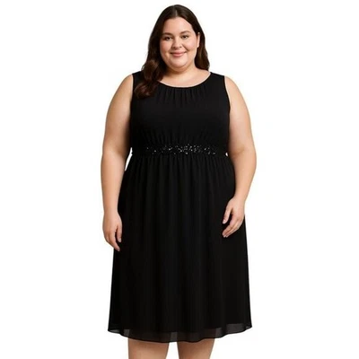 NEW Lane Bryant Plus Size 26 (3X} Black Cocktail Dress Floral Sequins Tie Back - Image 1 of 4