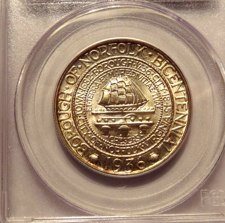 1936 NORFOLK COMMEMORATIVE HALF DOLLAR, PCGS MS 66, CAC APPROVED !, NICE TONING! - Image 1 of 3