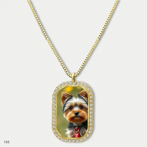 Toller süßer Yorkie Yorkshire Terrier Hund Mode Anhänger Halskette Kette bedruckt - Bild 1 von 4