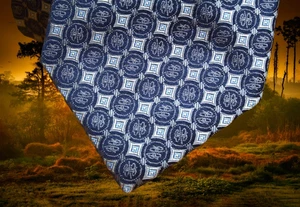 $840 New BRIONI Navy Blue Silver Geometric Logo Handmade Italy Silk Neck Tie - Picture 1 of 14