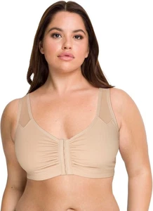 Fruit of the Loom Women's Comfort Front Close Sport Bra with Mesh 44, Sand - Picture 1 of 5