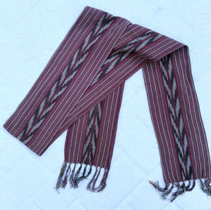 Vintage guatemaltekisch lila Baumwolle Ikat handgewebte Schärpe breiter Gürtel Schal 6" x 76" - Bild 1 von 5