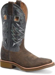 Double-H Boots Men's 12" Fernandez Wide Square Toe Roper Western Boot Snake/Navy - Picture 1 of 7
