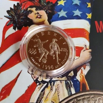 1996 S Atlanta Olympics Soccer Commemorative Half Dollar Proof US Coin - Image 1 of 3
