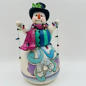 2016 Jim Shore SNOWMAN WITH STRING LIGHTS Figurine Christmas Holiday Decor 9.5” - Picture 1 of 6