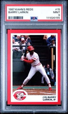 1987 Kahn's #15 Barry Larkin Cincinnati Reds PSA 9 MINT Population 4 None Higher - Image 1 of 4