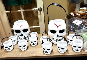 12 pcs Blow Mold type Skull Bucket w/mini skulls NIP Halloween sealed w/ handles - Picture 1 of 7