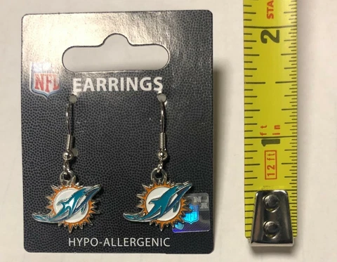 MIAMI DOLPHINS NFL TEAM LOGO DANGLE EARRINGS BY AMINCO FREE SHIPPING Cover