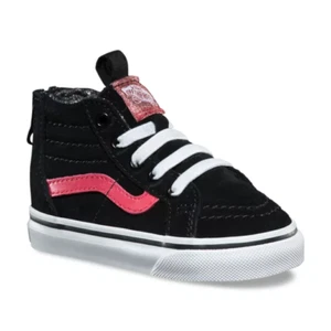 Vans Infant Sk8 Hi ZIP Top Black/Pink Trainers - Picture 1 of 5
