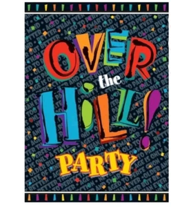 "Over the Hill!" Birthday Party Invitations 8 Count Black Confetti - Picture 1 of 1