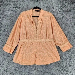 ALC Top Womens 1X Orange Long Sleeve Blouse *GUC* - Picture 1 of 8