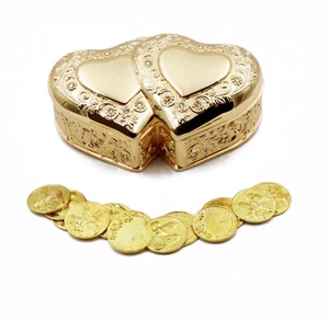 Elegant Gold Double Heart Wedding Arras with 13 Wedding coins set Arras de Boda - Picture 1 of 2