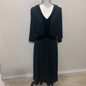 Liz Claiborne Black stretchy Velour Long Sleeve Evening Dress - Picture 1 of 7