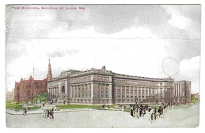 Postal de lino vintage de Missouri St. Louis nuevo edificio municipal - Imagen 1 de 2