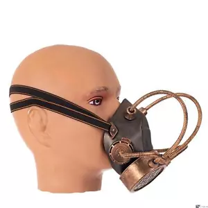 Four Tubes Steampunk Halloween Costume Plastic Gas Mask, Gold Black, One-Size - Picture 1 of 5