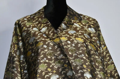 NWT eskandar Sz 1 Open Front Jacket Blazer Silk Floral Brown Multicolor England - Image 1 of 4