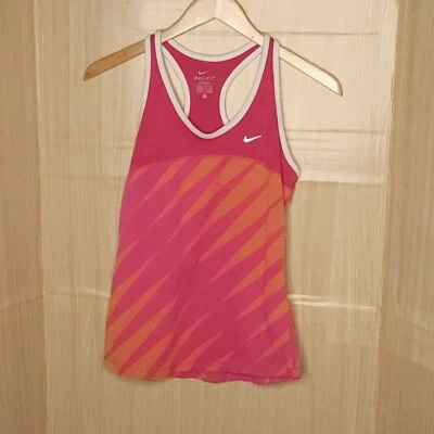 Nike Dri-Fit розовый оранжевый в полоску Athletic Майка маленький - Изображение 1 из 4