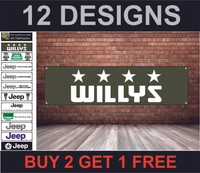 Jeep wiilys garage workshop PVC banner sign poster bedroom office showroom