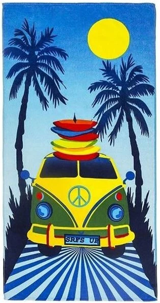 Toalla de playa 30"x60" Road Trip Peace Van Surf 100 % algodón hecha en Brasil Foto 1 de 1