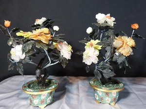 Pair Pot Chinese Enamel Enamels Cloisonne Shaft Sculpture IN Stone Hard China - Picture 1 of 19