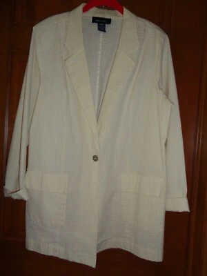 DENIM & CO. BLAZER MUJER AMARILLO SEERSUCKER UN BOTÓN GRANDE Foto 1 de 4