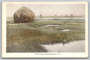 Postcard: Marsh Scene, Hampton Beach NH, White Border, Posted - Picture 1 of 2