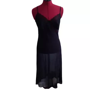 Vintage Vanity Fair lingerie sheer lace black slip polyester size 34 negligee - Picture 1 of 10