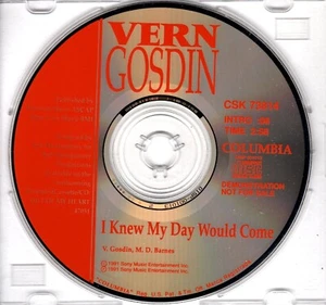 Vern Gosdin - I Knew My Day Would Come - PROMO CD Single - Disc Only - Picture 1 of 1