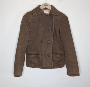 American Eagle Women XS Extra Small Button Brown Tan Coat Jacket Double Breasted - Picture 1 of 9