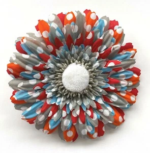 5" orange blau rot grau & weiß gepunktet Gerbera Gänseblümchen Seide Blume Haarspange  - Bild 1 von 2