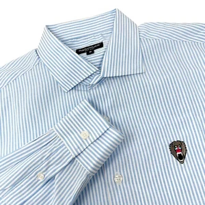 MADCHUCK Herren blau & weiß Nadelstreifen Langarm Knopfleiste Oxford Hemd Medium - Bild 1 von 9