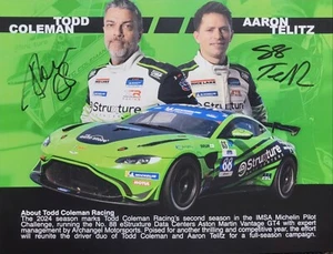 2024 Todd Coleman Racing Aston Martin Vantage GT4 GS signed IMSA MPC Hero Card - Picture 1 of 2