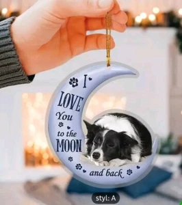Border Collie I love you to the moon & back Christmas,geschenkanhänger  - Bild 1 von 2