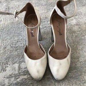 Free People Plateauschuh Absatz Mix & Mingle Bone Silber Metallic Leder 39 - Bild 1 von 18