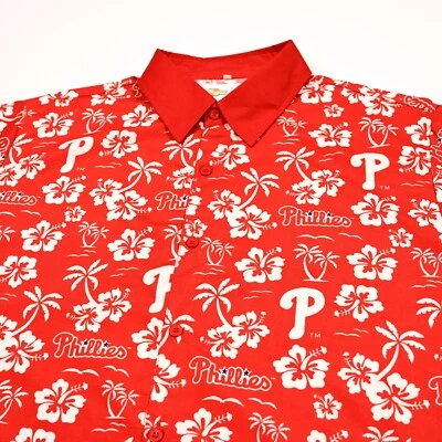 Philadelphia Phillies Hawaiian Shirt Red Floral Chevrolet SGA Mens Size Large - Image 1 of 4