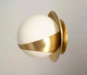 1 Light globe Wall Mid Century Raw Brass Sputnik chandelier light Fixture - Picture 1 of 7