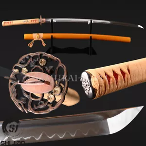 High carbon steel japanese samurai katana sword clay tempered real hamon blade - Picture 1 of 12
