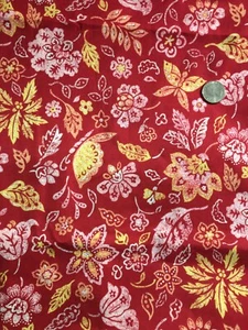 1.5 yards Red Butterfly and Flowers Fabric by Fabric Traditions Vintage 2002 - Picture 1 of 3