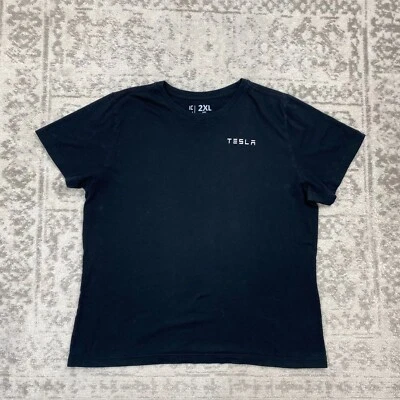 Camiseta Oficial TESLA Logo Motor Negra Genuina Coche Eléctrico Camiseta Talla 2XL XXL Foto 1 de 4